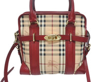 Load image into Gallery viewer, BURBERRY バーバリー ノバチェック 2WAY ハンドバッグ ベージュ レッド PVC レザー 3903157 ゴールド金具 美品 中古 4b005313