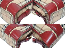 Load image into Gallery viewer, BURBERRY バーバリー ノバチェック 2WAY ハンドバッグ ベージュ レッド PVC レザー 3903157 ゴールド金具 美品 中古 4b005313