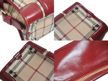 Load image into Gallery viewer, BURBERRY バーバリー ノバチェック 2WAY ハンドバッグ ベージュ レッド PVC レザー 3903157 ゴールド金具 美品 中古 4b005313