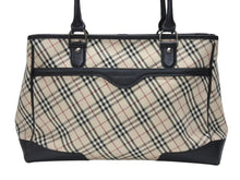 Load image into Gallery viewer, BURBERRY バーバリー ハンドバッグ トートバッグ ノバチェック レザー キャンバス ベージュ 美品 中古 4b005315