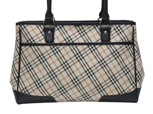 BURBERRY バーバリー ハンドバッグ トートバッグ ノバチェック レザー キャンバス ベージュ 美品 中古 4b005315