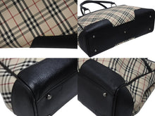 Load image into Gallery viewer, BURBERRY バーバリー ハンドバッグ トートバッグ ノバチェック レザー キャンバス ベージュ 美品 中古 4b005315