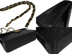 CHANEL シャネル デカマトラッセ チェーンショルダーバッグ シングルフラップ 2番台 ブラック ゴールド金具 美品 中古 4b005317
