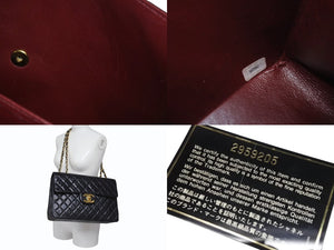 CHANEL シャネル デカマトラッセ チェーンショルダーバッグ シングルフラップ 2番台 ブラック ゴールド金具 美品 中古 4b005317
