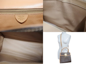 CELINE セリーヌ ハンドバッグ ショルダーバッグ 2WAY M 14 マカダム柄 PVC レザー ブラウン ゴールド金具 美品 中古 4b005319