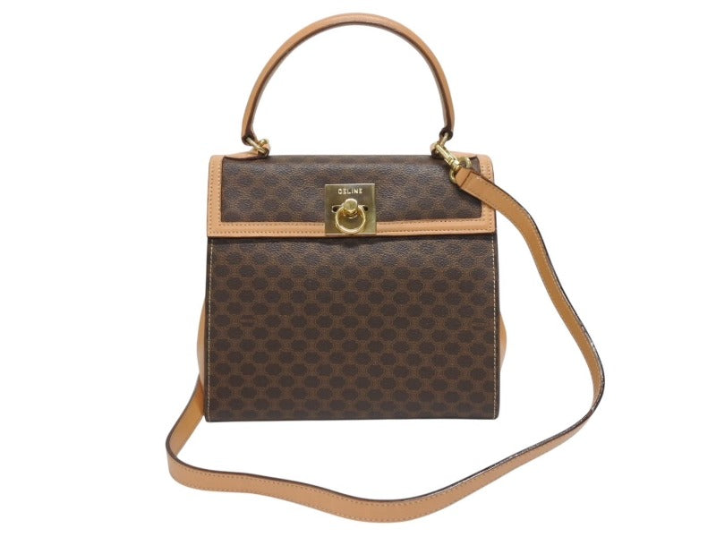 セリーヌ 2way PVC レザー マカダム柄 ヴィンテージ ハンドバッグ