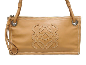 極美品 LOEWE ロエベ アナグラム ミニトートバッグ ショルダーバッグ 310602 レザー ブラウン シルバー金具 中古 4b005322