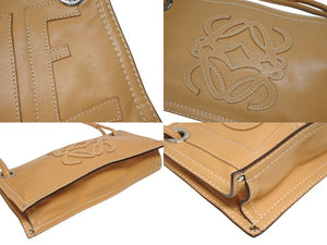 極美品 LOEWE ロエベ アナグラム ミニトートバッグ ショルダーバッグ 310602 レザー ブラウン シルバー金具 中古 4b005322