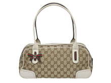 Load image into Gallery viewer, GUCCI グッチ ミニボストンバッグ ハンドバッグ 161720 486628 GGキャンバス レザー ベージュ ホワイト 美品 中古 4b005323