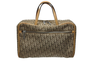 CHRISTIAN DIOR クリスチャンディオール トロッター ミニハンドバッグ MC0053 キャンバス レザー ベージュ 美品 中古 4b005324