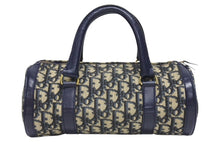 Load image into Gallery viewer, CHRISTIAN DIOR クリスチャンディオール トロッター ミニボストンバッグ 2000s キャンバス レザー ネイビー ベージュ 美品 中古 4b005326