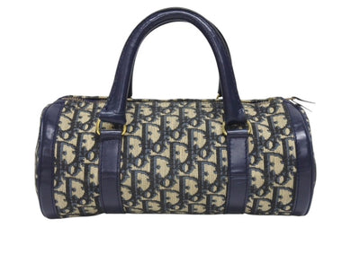 CHRISTIAN DIOR クリスチャンディオール トロッター ミニボストンバッグ 2000s キャンバス レザー ネイビー ベージュ 美品 中古 4b005326