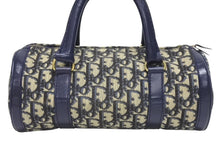 Load image into Gallery viewer, CHRISTIAN DIOR クリスチャンディオール トロッター ミニボストンバッグ 2000s キャンバス レザー ネイビー ベージュ 美品 中古 4b005326