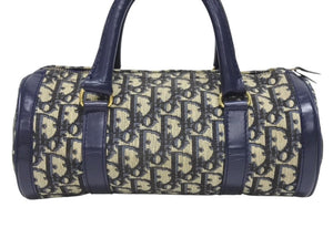 CHRISTIAN DIOR クリスチャンディオール トロッター ミニボストンバッグ 2000s キャンバス レザー ネイビー ベージュ 美品 中古 4b005326