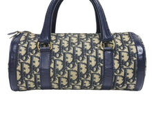 Load image into Gallery viewer, CHRISTIAN DIOR クリスチャンディオール トロッター ミニボストンバッグ 2000s キャンバス レザー ネイビー ベージュ 美品 中古 4b005326