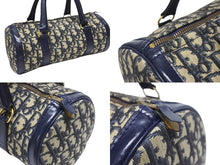 Load image into Gallery viewer, CHRISTIAN DIOR クリスチャンディオール トロッター ミニボストンバッグ 2000s キャンバス レザー ネイビー ベージュ 美品 中古 4b005326