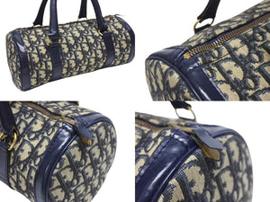 CHRISTIAN DIOR クリスチャンディオール トロッター ミニボストンバッグ 2000s キャンバス レザー ネイビー ベージュ 美品 中古 4b005326