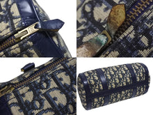 Load image into Gallery viewer, CHRISTIAN DIOR クリスチャンディオール トロッター ミニボストンバッグ 2000s キャンバス レザー ネイビー ベージュ 美品 中古 4b005326