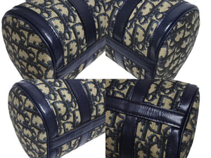 CHRISTIAN DIOR クリスチャンディオール トロッター ミニボストンバッグ 2000s キャンバス レザー ネイビー ベージュ 美品 中古 4b005326