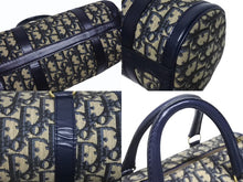 Load image into Gallery viewer, CHRISTIAN DIOR クリスチャンディオール トロッター ミニボストンバッグ 2000s キャンバス レザー ネイビー ベージュ 美品 中古 4b005326