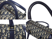 Load image into Gallery viewer, CHRISTIAN DIOR クリスチャンディオール トロッター ミニボストンバッグ 2000s キャンバス レザー ネイビー ベージュ 美品 中古 4b005326
