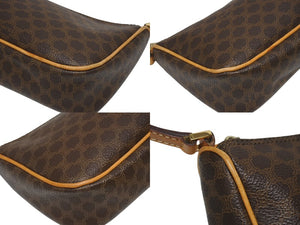 CELINE セリーヌ ワンショルダーバッグ ホーボー ミニハンドバッグ アクセサリーポーチ マカダム柄 ブラウン 美品 中古 4b005330