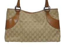 Load image into Gallery viewer, 極美品 GUCCI グッチ ハンドバッグ トートバッグ 113015 GGキャンバス レザー ベージュ シルバー金具 中古 4b005331