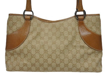 Load image into Gallery viewer, 極美品 GUCCI グッチ ハンドバッグ トートバッグ 113015 GGキャンバス レザー ベージュ シルバー金具 中古 4b005331