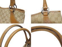 Load image into Gallery viewer, 極美品 GUCCI グッチ ハンドバッグ トートバッグ 113015 GGキャンバス レザー ベージュ シルバー金具 中古 4b005331