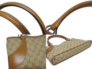 極美品 GUCCI グッチ ハンドバッグ トートバッグ 113015 GGキャンバス レザー ベージュ シルバー金具 中古 4b005331