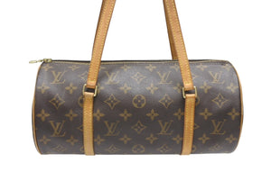 LOUIS VUITTON ルイヴィトン パピヨン30 モノグラムキャンバス ハンドバッグ 旧型 筒形 M51385 ブラウン 美品 中古 4b005335