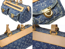 Load image into Gallery viewer, 新品同様 LOUIS VUITTON ルイヴィトン ネオスピーディ ハンドバッグ M95019 モノグラム デニム インディゴブルー ゴールド金具 中古 4b005341