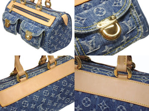 新品同様 LOUIS VUITTON ルイヴィトン ネオスピーディ ハンドバッグ M95019 モノグラム デニム インディゴブルー ゴールド金具 中古 4b005341