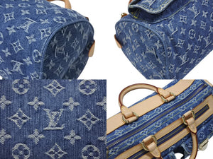 新品同様 LOUIS VUITTON ルイヴィトン ネオスピーディ ハンドバッグ M95019 モノグラム デニム インディゴブルー ゴールド金具 中古 4b005341