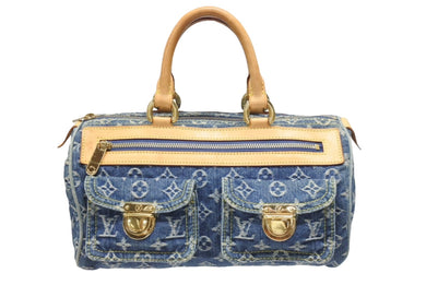 LOUIS VUITTON ルイヴィトン ネオスピーディ ハンドバッグ M95019 モノグラム デニム インディゴブルー ゴールド金具 美品 中古 4b005342