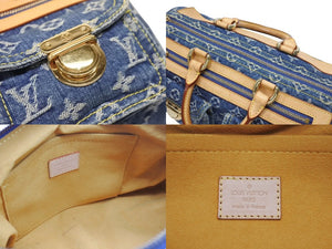 LOUIS VUITTON ルイヴィトン ネオスピーディ ハンドバッグ M95019 モノグラム デニム インディゴブルー ゴールド金具 美品 中古 4b005342