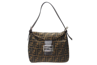極美品 FENDI フェンディ マンマバケット ワンショルダーバッグ 26426 ズッカ柄 縦長 シルバー金具 中古 4b005345