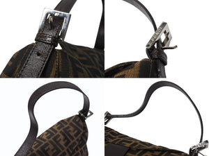 極美品 FENDI フェンディ マンマバケット ワンショルダーバッグ 26426 ズッカ柄 縦長 シルバー金具 中古 4b005345