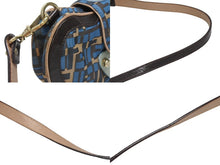Load image into Gallery viewer, FENDI フェンディ ハンドバッグ 2WAY ショルダーバッグ キャンバス レザー ブルー ゴールド金具 良品 中古 4b005346
