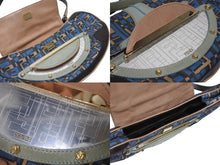 Load image into Gallery viewer, FENDI フェンディ ハンドバッグ 2WAY ショルダーバッグ キャンバス レザー ブルー ゴールド金具 良品 中古 4b005346