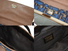 Load image into Gallery viewer, FENDI フェンディ ハンドバッグ 2WAY ショルダーバッグ キャンバス レザー ブルー ゴールド金具 良品 中古 4b005346