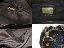 Load image into Gallery viewer, FENDI フェンディ ハンドバッグ 2WAY ショルダーバッグ キャンバス レザー ブルー ゴールド金具 良品 中古 4b005346