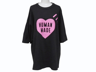 HUMAN MADE ヒューマンメイド 原宿限定 HEART T-SHIRT 日本製 コットン ブラック ピンク サイズ2XL 美品 中古 4b005367