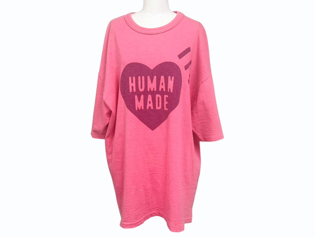 HUMAN MADE ヒューマンメイド HEART T-SHIRT 日本製 コットン ハート ピンク サイズ2XL 美品 中古 4b005368
