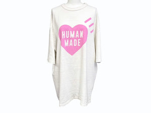 HUMAN MADE ヒューマンメイド 23AW 原宿限定 HEART T-SHIRT 日本製 コットン ホワイト ピンク サイズ2XL 美品 中古 4b005369
