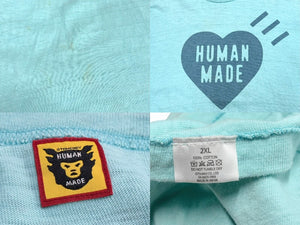 HUMAN MADE ヒューマンメイド 半袖Tシャツ HEART ハート コットン ターコイズブルー サイズ2XL 美品 中古 4b005370