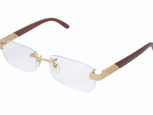 Load image into Gallery viewer, CARTIER カルティエ ウッドテンプル リムレスメガネ T8100433 ブラウン ウッド GP ゴールド金具 美品 中古 4b005371