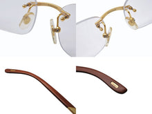 Load image into Gallery viewer, CARTIER カルティエ ウッドテンプル リムレスメガネ T8100433 ブラウン ウッド GP ゴールド金具 美品 中古 4b005371