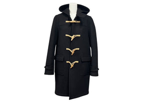 SAINT LAURENT サンローラン フード付き ダッフルコート 376281 イタリア製ウール ブラック サイズ36 美品 中古 4b005372 