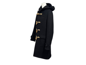 SAINT LAURENT サンローラン フード付き ダッフルコート 376281 イタリア製ウール ブラック サイズ36 美品 中古 4b005372 